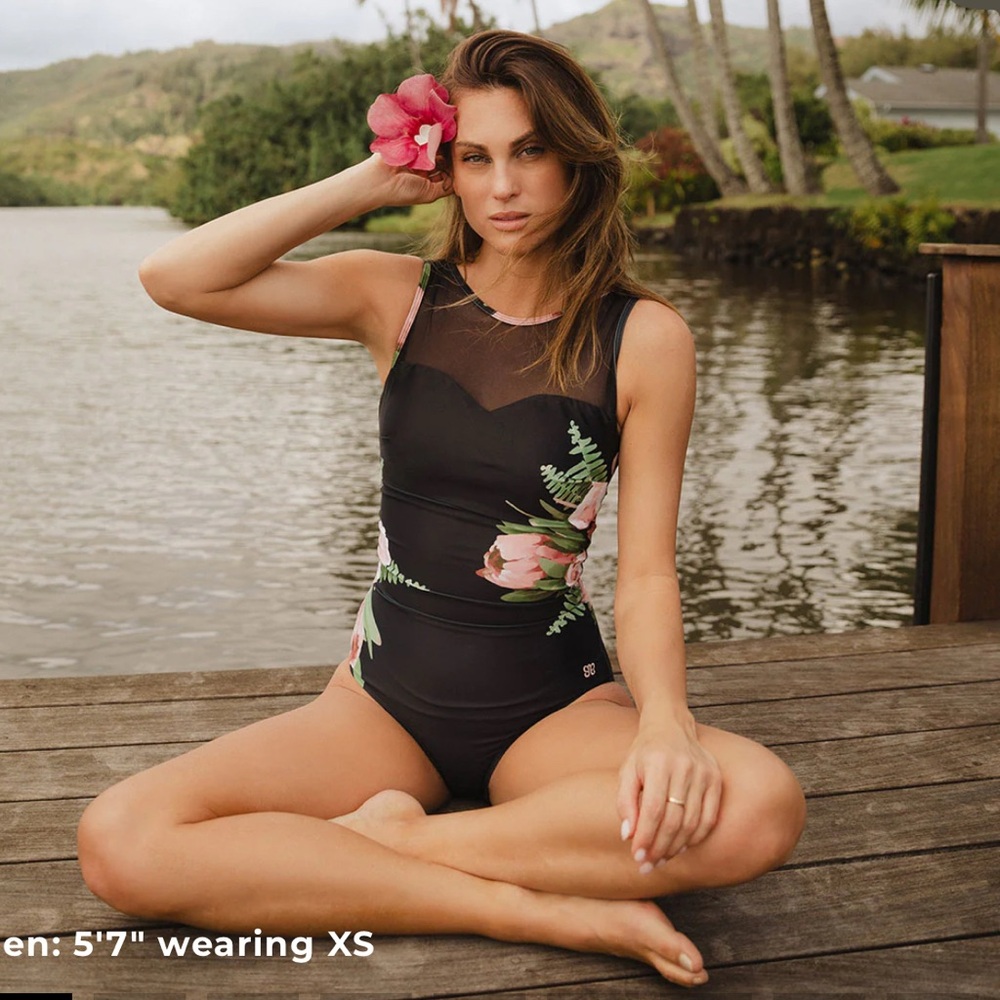 Albion Black Floral One Piece Swimsuit